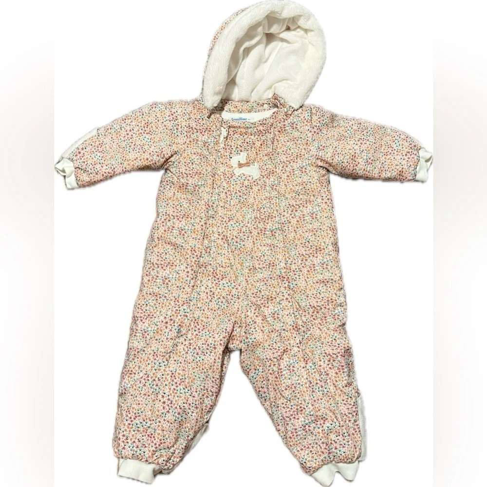 Familiar Girls Floral Detachable Hood Romper Snowsuit